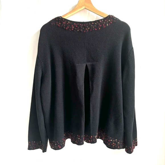 J. Jill Cotton Wool Floral Embroidered Cardigan Sweater Button Front Black Sz 2X - Picture 5 of 17